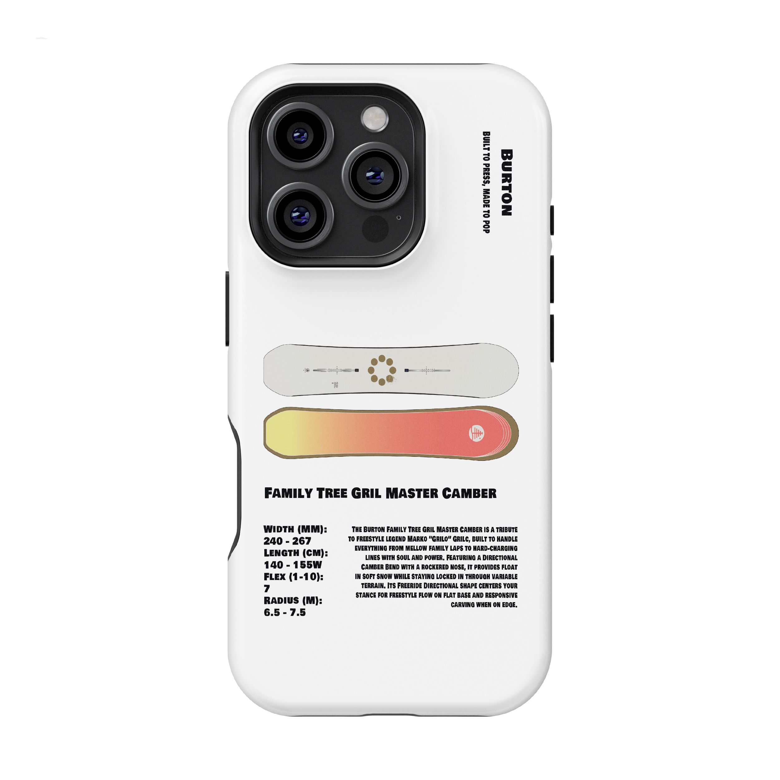 Étui de téléphone Burton Family Tree pour snowboard Girl Master Camber