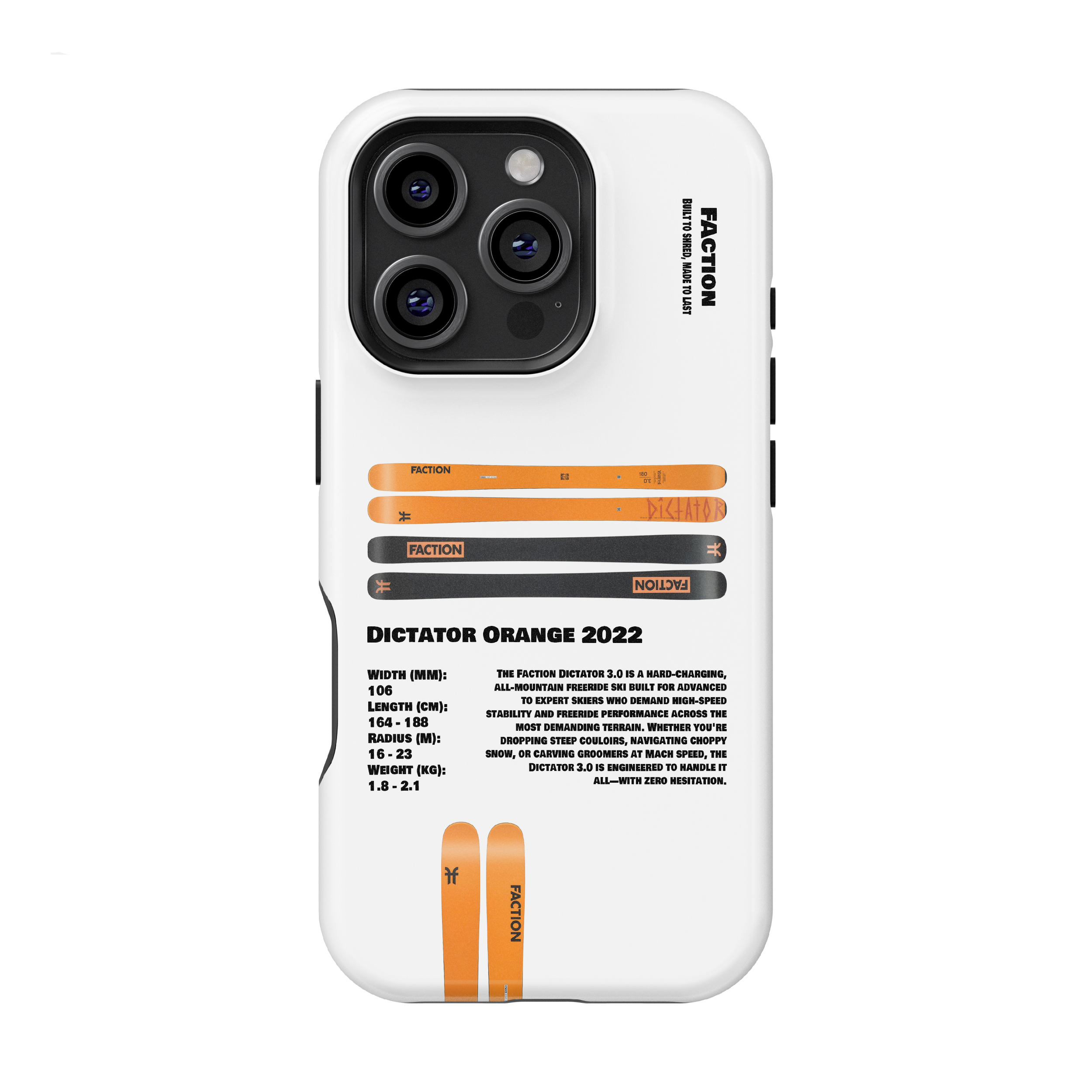 Faction Dictator Orange 2022 Ski Phone Case