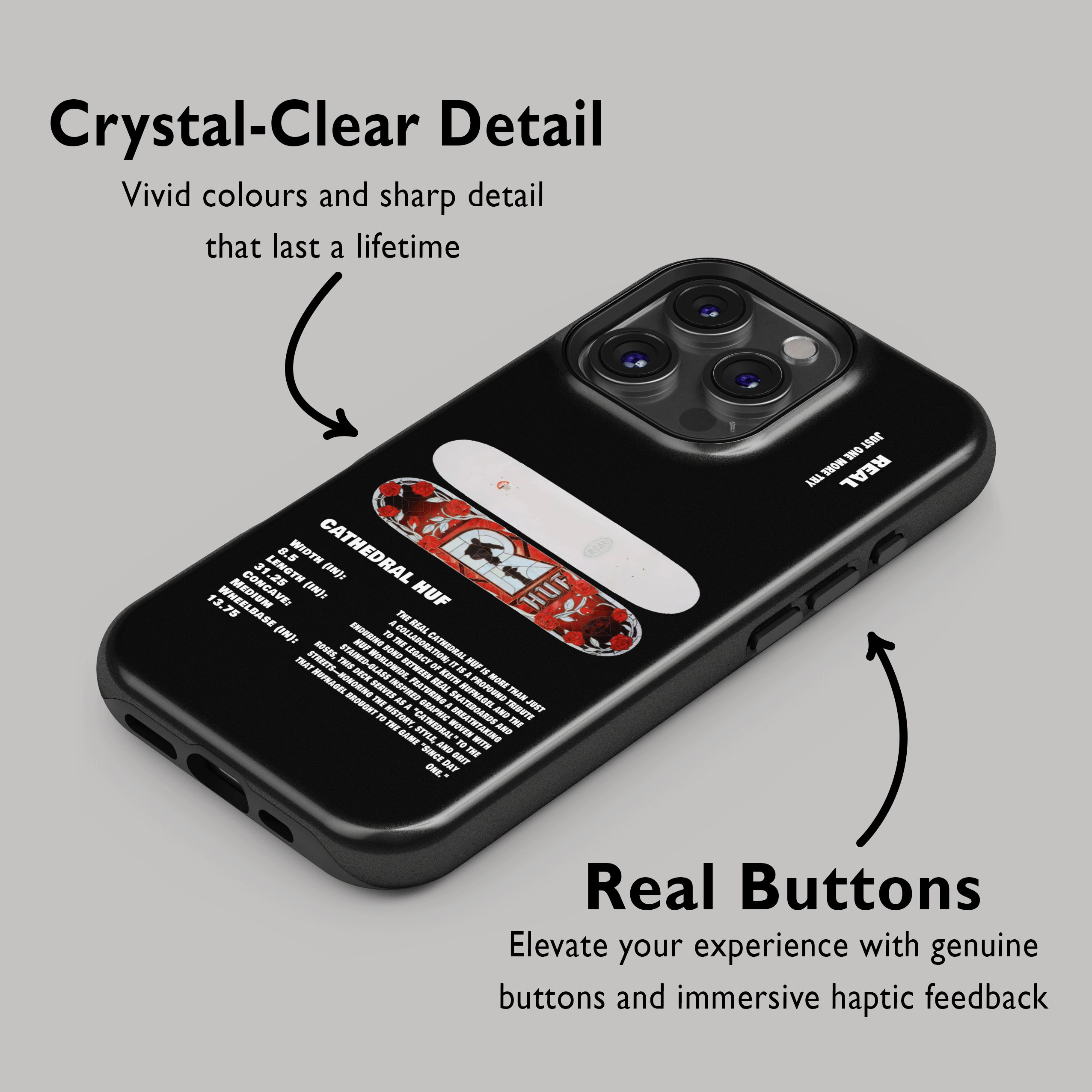 REAL CATHEDRAL HUF Skateboard Phone Case