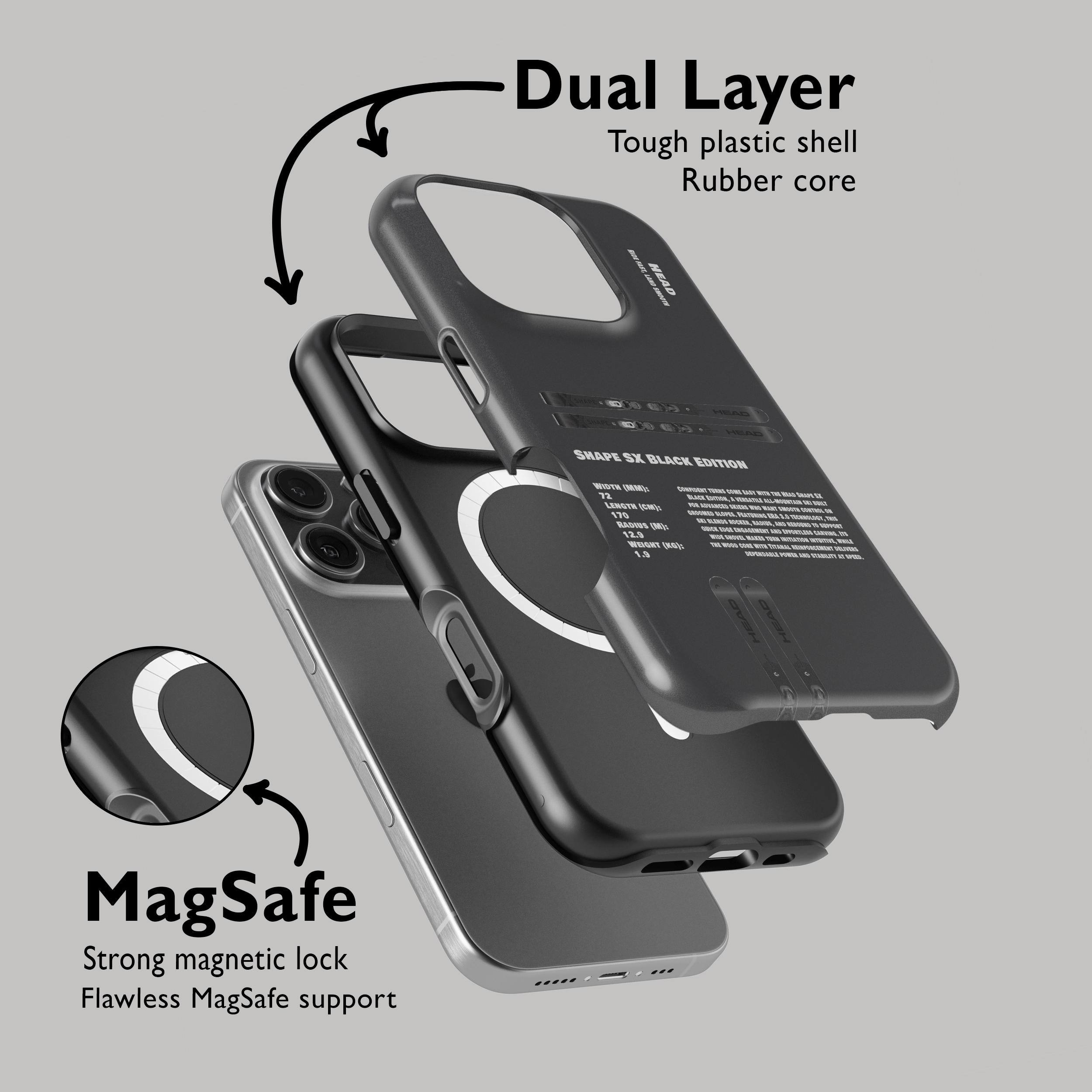 Head Shape SX Black Edition Ski Phone Case