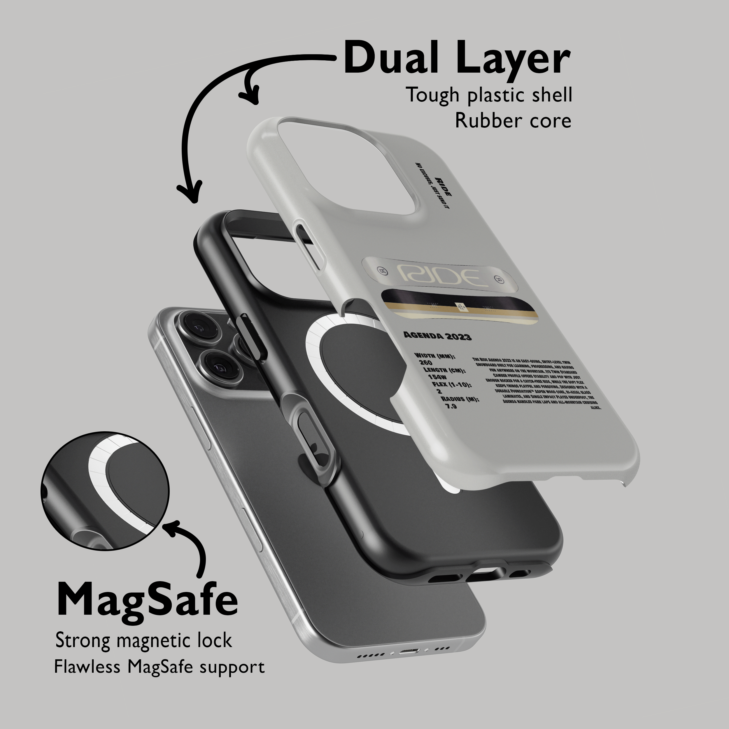 Ride Agenda 2023 Snowboard Phone Case