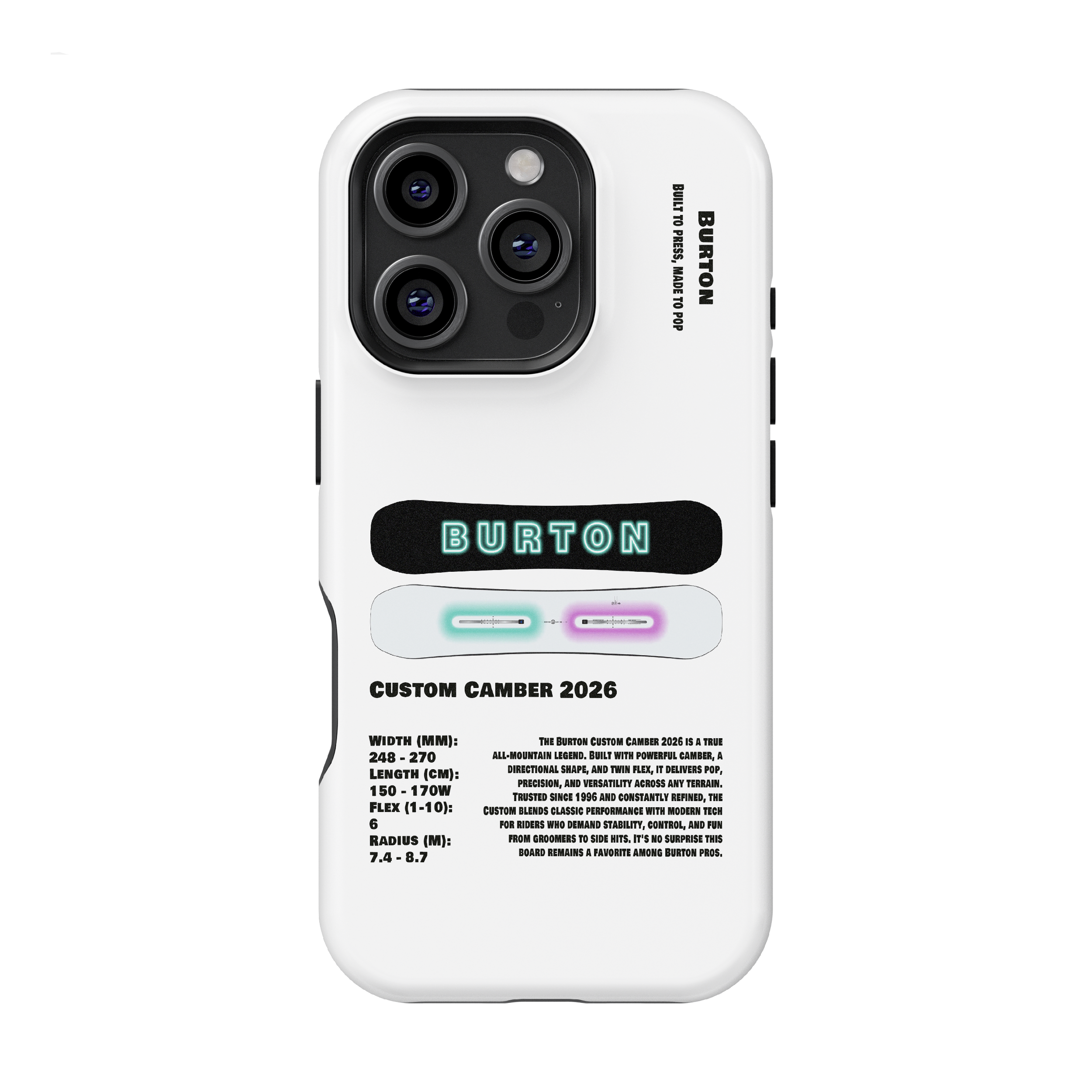 Burton Custom Camber 2026 GLOW Snowboard Phone Case
